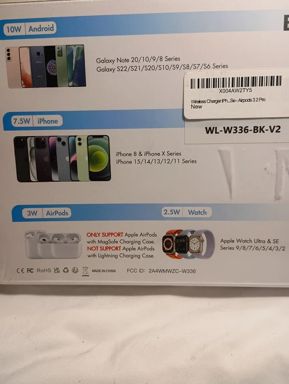 GETPALS 3-in-1 Wireless Charging Station (Black) - Model WL-W336-BK-V2 SEALED